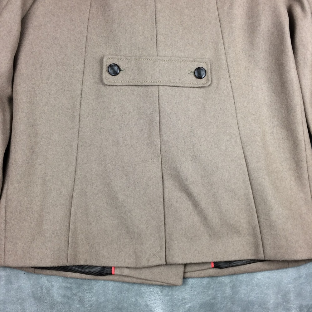 Calvin Klein Pea Coat Women 14 Tan Wool Blend Double Breasted Preppy Military - Picture 11 of 15
